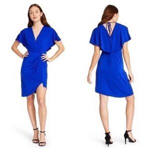 CUSHNIE Target Collection royal blue high low asymmetrical flowy mini dress 2